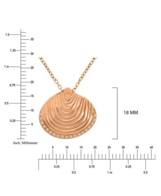 Diamond Accent Textured Seashell Necklace in 14k Rose Gold Over Sterling Silver
