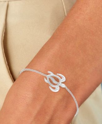 Diamond Accent Sea Turtle Bracelet in Rhodium Over Sterling Silver