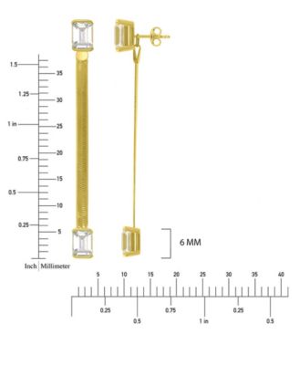 Created White Sapphire Herringbone Chain Dangling Earrings in 14k Yellow Gold Over Sterling Silver