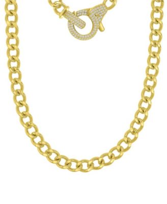 Cubic Zirconia Cuban Chain Necklace in Rhodium Over Sterling Silver