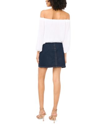 Women's Off-The-Shoulder Pleated Blouse