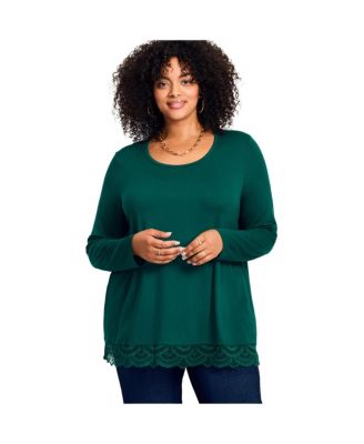 Women's Lace Hem Crewneck Tunic