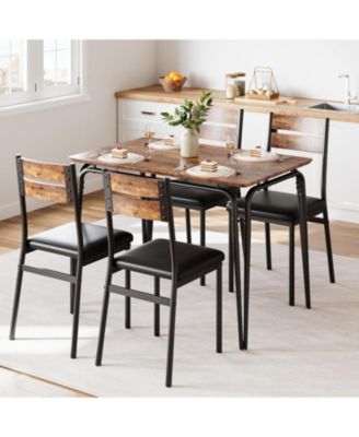 Dining Table Set for 4, Small Square Table and Chairs, 5 Piece Kitchen and Dining Set for Compact Spaces
