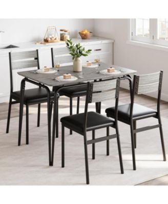 Dining Table Set for 4, Small Square Table and Chairs, 5 Piece Kitchen and Dining Set for Compact Spaces