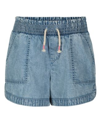 Girls' 7-16 Smocked Elastic Waistband Denim Shorts