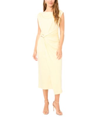 Women's Sleeveless Boat-Neck Pont&eacute;-Knot Wrap Midi Dress