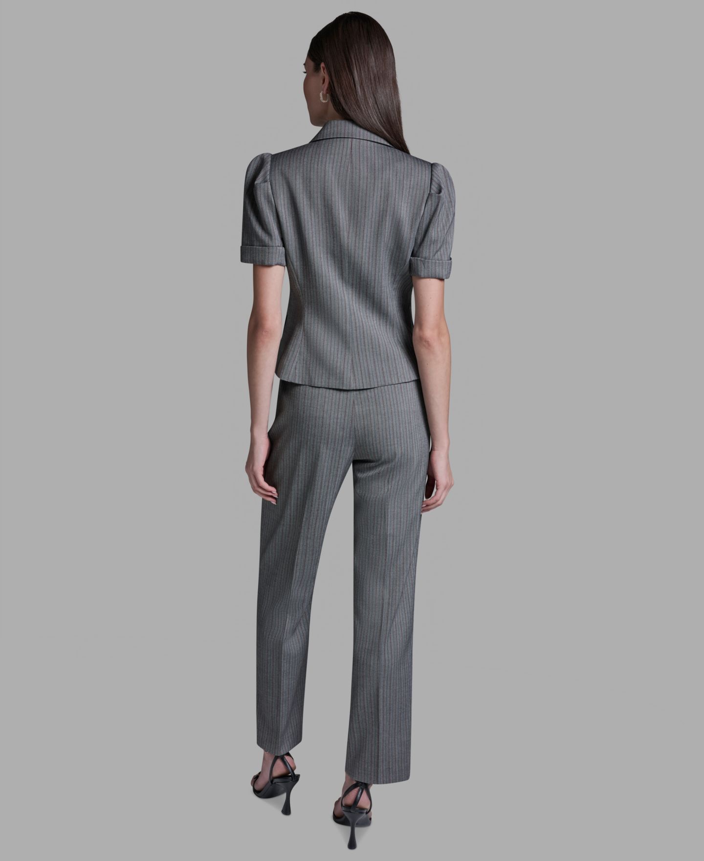 Женская куртка BCBG Short-Sleeve Single Button Stripe, цвет: Индиго ночной разноцветный — фото 9