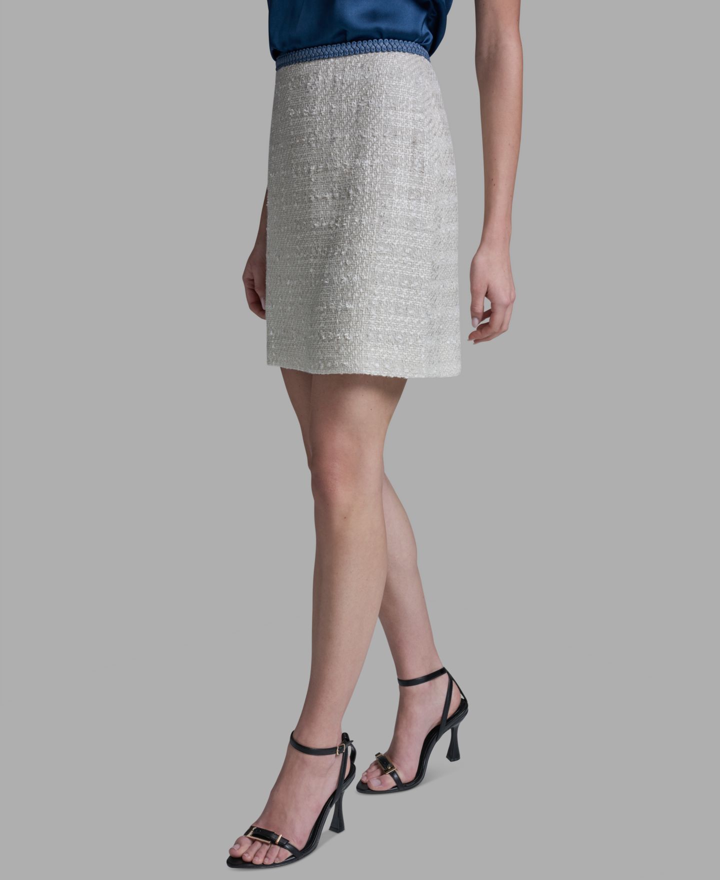 Женская юбка BCBG Denim Braid Knee Length, цвет: Белый — фото 3