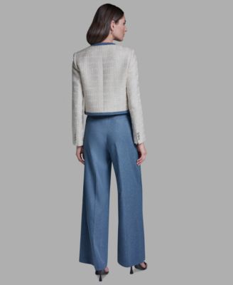 Women's Shoulder Padding Braided Denim Jacket