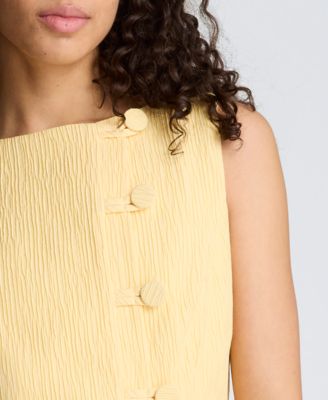 Women's Boat Neck Button Front Sheath Short Dress