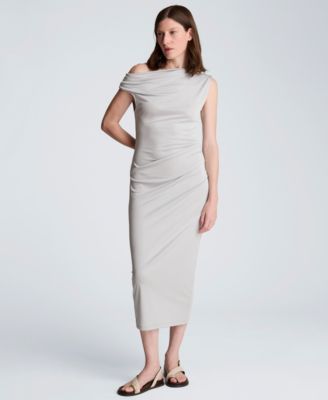 Women's Off-The-Shoulder Ruched Waist Midi Dress