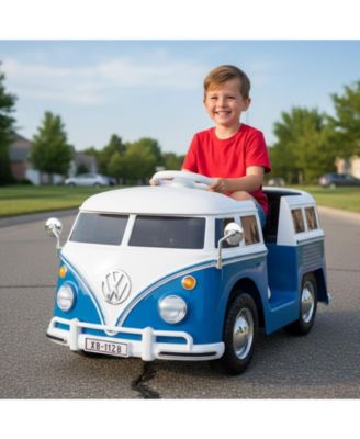 12V Ride On Car Licensed Volkswagen Ride-on Bus with Cup Holder and LED Headlights for 3+ Years Old-Blue