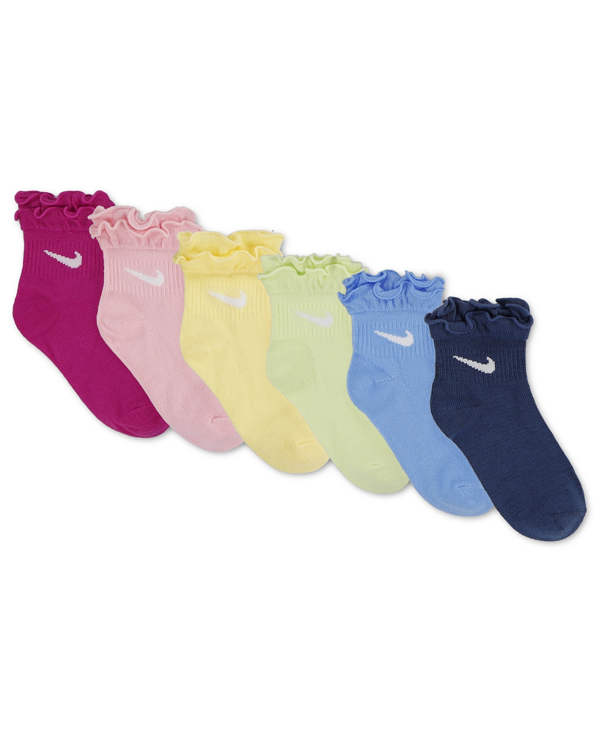 Nike Girls 4-7 Ruffle Detail Ankle Socks, 6-Pack