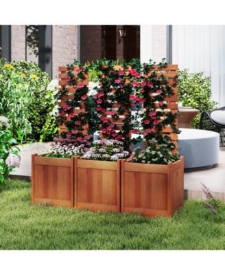 Wooden Raised Garden Bed Planter with Trellis for Outdoors