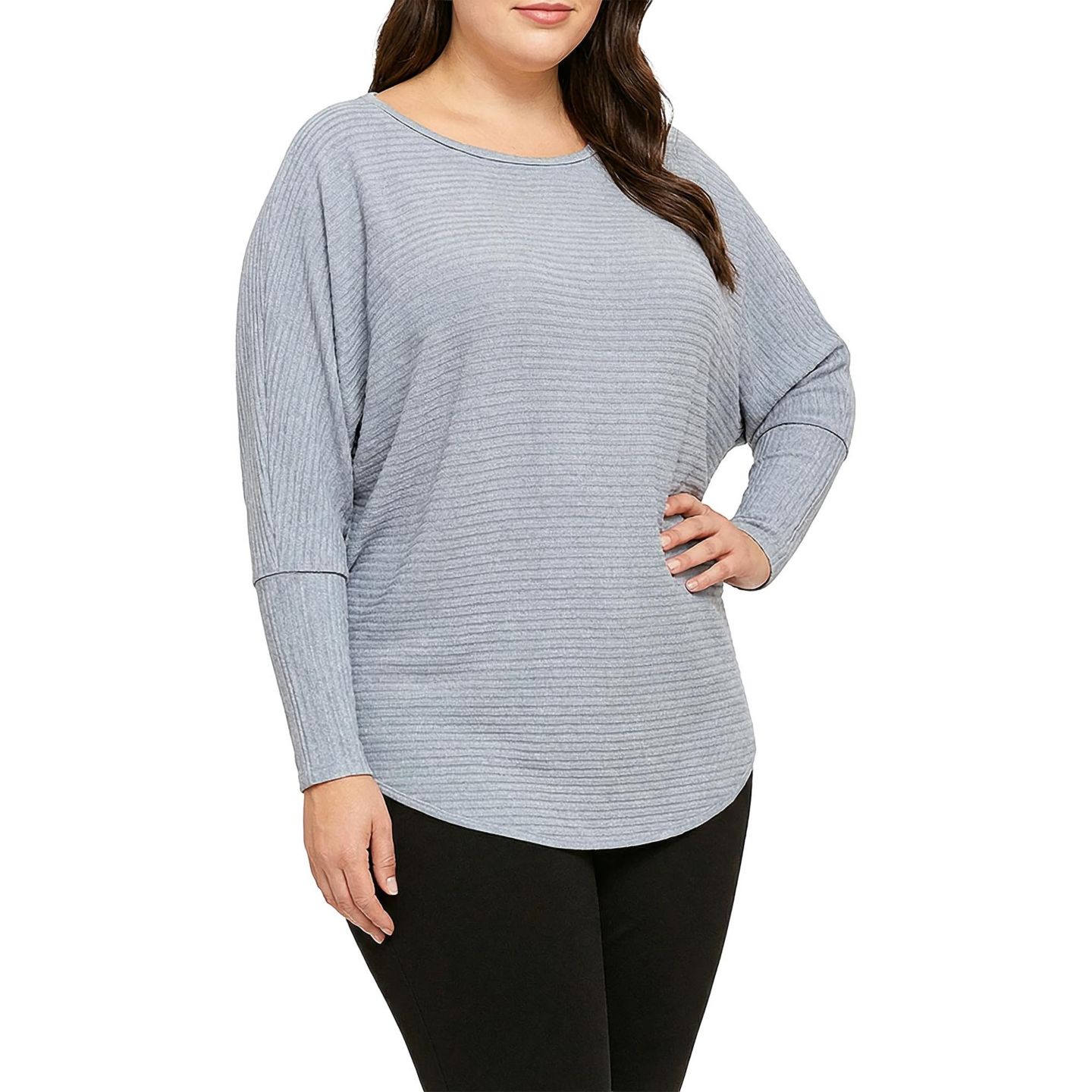 Женский топ Standards & Practices Plus Size Dolman Sleeve Rib, цвет: Светлый синий — фото 3