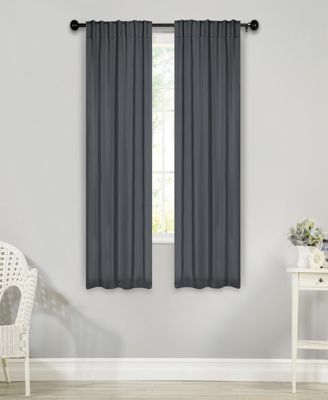 Solid Machine Room Darkening Blackout Curtains with Back Tabs, Set of 2