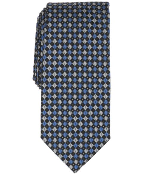 Мужской классический галстук Perry Ellis с ромбовидным узором, цвет: Чёрный