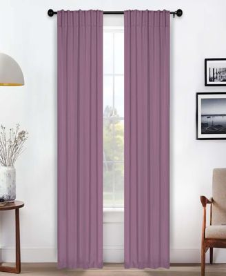 Solid Machine Room Darkening Blackout Curtains with Back Tabs, Set of 2