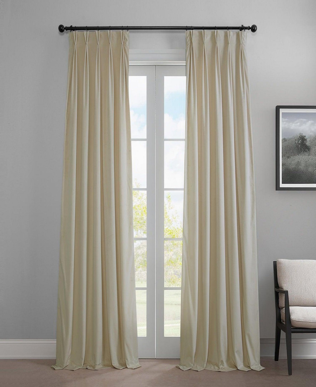 Half Price Drapes French Pleat Heritage Plush Velvet Room Darkening Curtain
