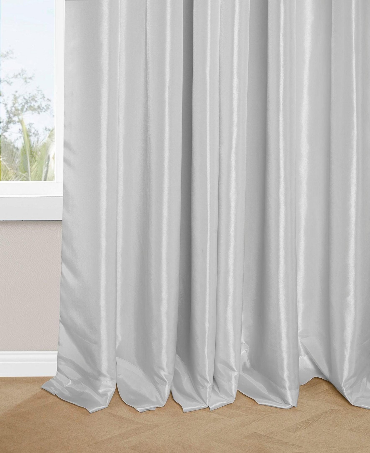 Half Price Drapes French Pleat Faux Silk Taffeta Blackout Curtain