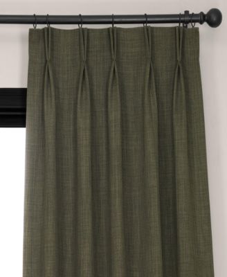 French Pleat Textured Faux Linen Room Darkening Curtain