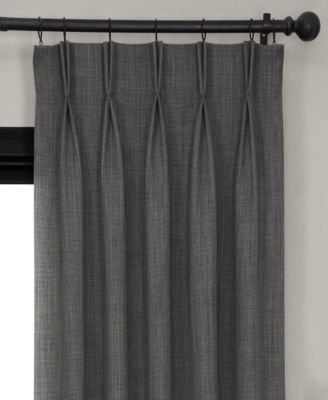 French Pleat Textured Faux Linen Room Darkening Curtain
