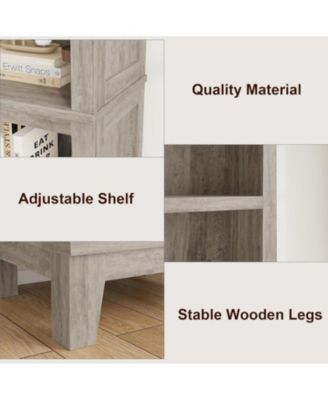 Narrow Bookcase 5 Tier Farmhouse Bookshelf Wooden Bookshelves Rustic Vintage Etagere Oak for Home Office, Living Room, Bed Room