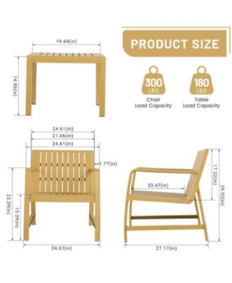 2 Piece Indoor Outdoor Furniture Set with Chair Coffee Table Waterproof PP Material Easy Assembly Patio Conversation Set