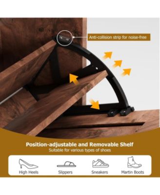 Shoe Cabinet Rattan with 3 Flip Drawers and 4-Tier Shoe Storage Cabinet, Freestanding Shoe Organizer with Adjustable Shelves for Entryway