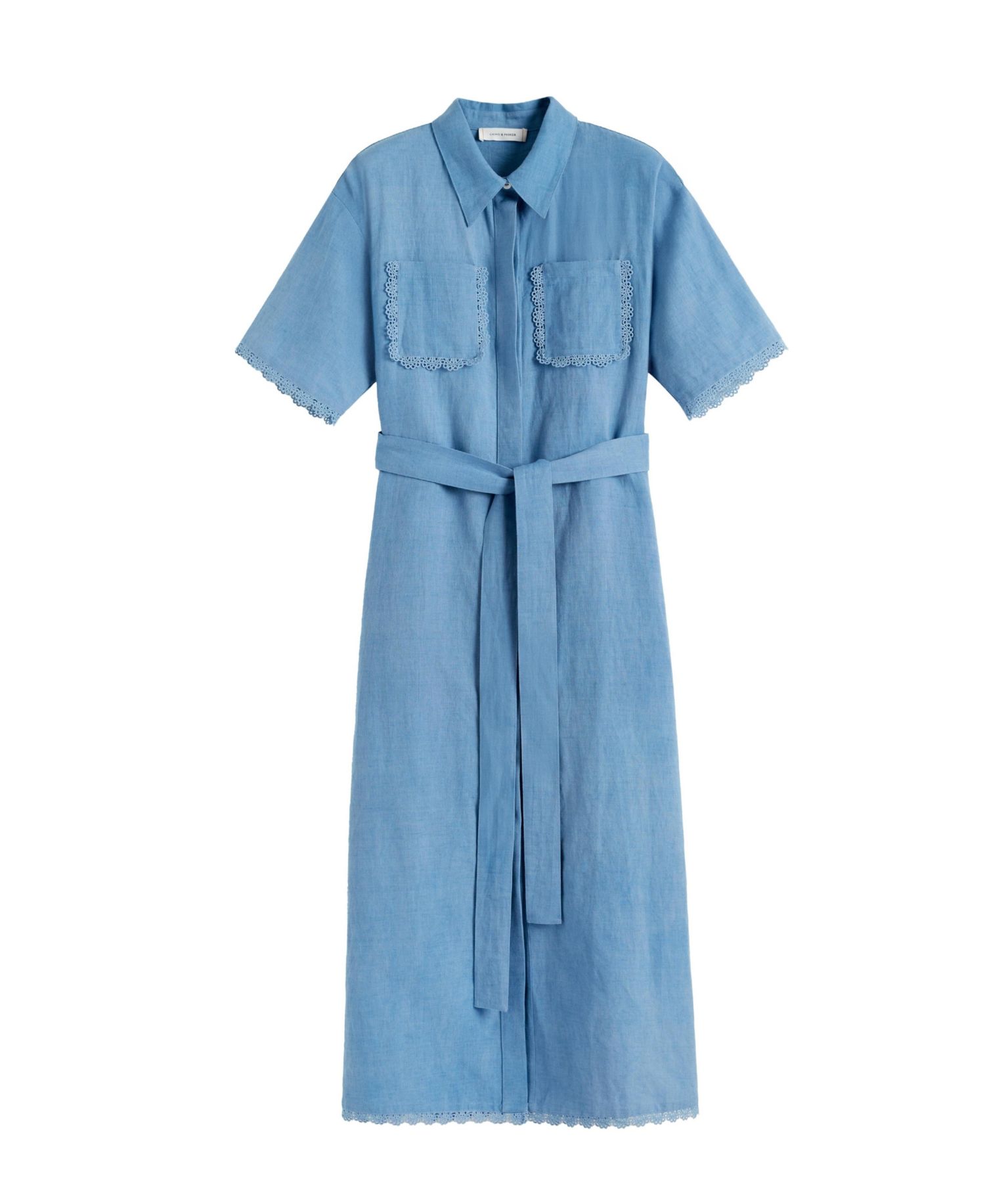 Women's Chinti and Parker Linen-Blend Scallop Shirt Dress
