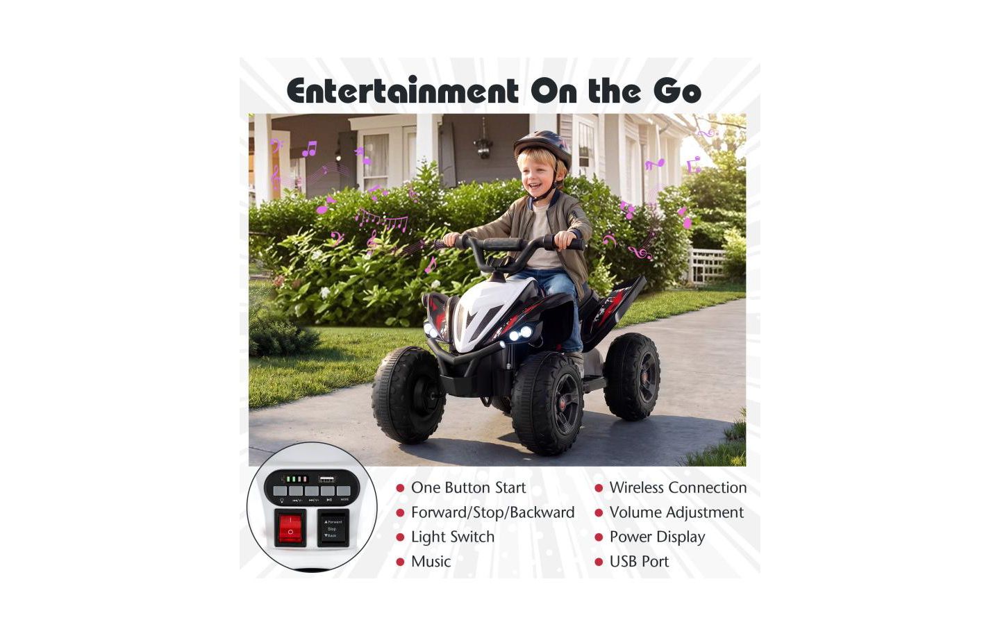 Детская игрушка Slickblue 12V Kids Ride-On ATV 4-Wheeler with LED Lights, Ages 3+, цвет: Чёрный — фото 6