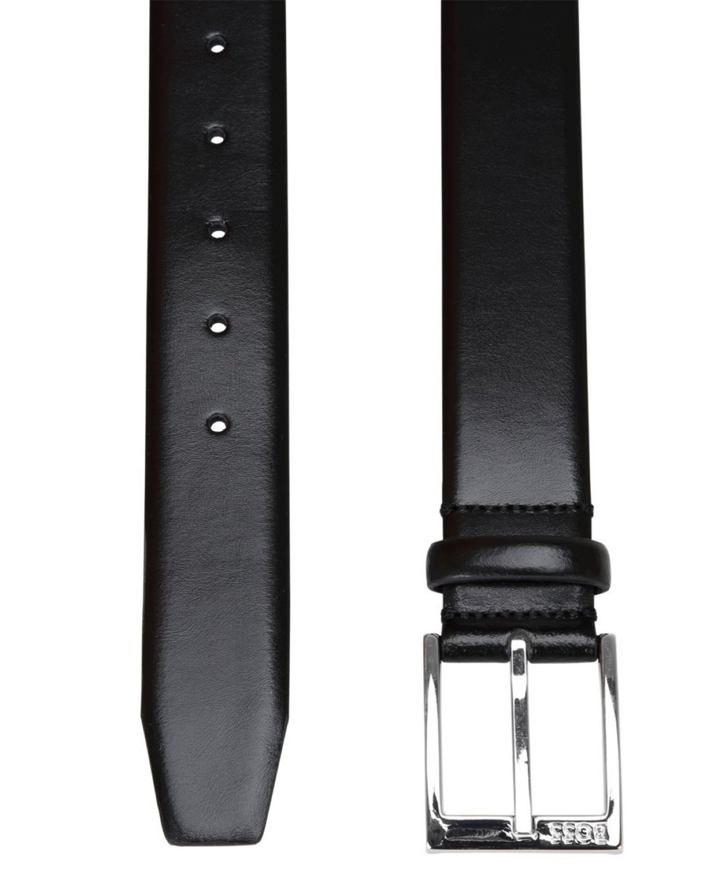 Мужской ремень Hugo Boss Silver-Tone Buckle Belt, цвет: Чёрный — фото 2