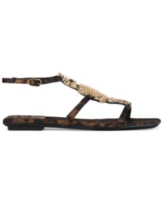 Women's Reptilian T-Strap Flat Sandals