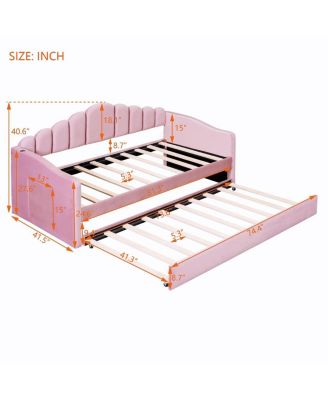 Twin Velvet Daybed with Trundle & USB Charging