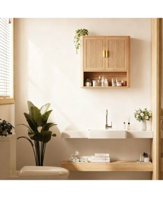 Adjustable Wood Shelf Bathroom Cabinet - Multi-functional, Space-saving, Easy Assembly