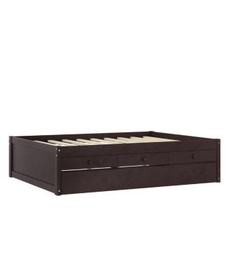 Streamdale Twin Platform Bed with Trundle, 2 Drawers & Power Strip, Espresso