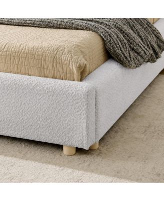 Streamdale Queen Size Upholstered Bed Frame, Modern Minimalist Curved Headboard