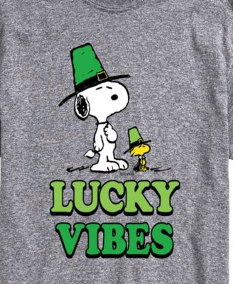 Men's Snoopy and Woodstock Lucky Vibes Short-Sleeve Graphic T-Shirt