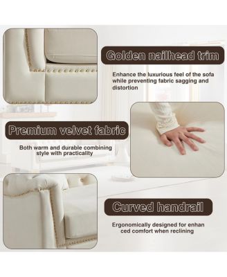 3+2 Seater Chesterfield Rolled Arm Velvet Combination Sofa