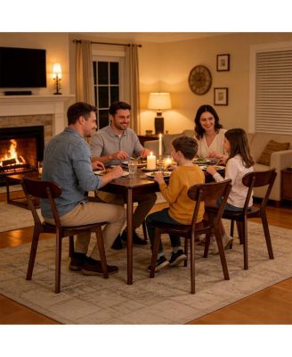 Set of 2 100% Solid Wood Dining Chairs, Mid Century Modern Walnut Chairs.