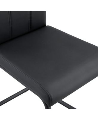 2-Pack PU Upholstered Dining Chairs - Black Modern Kitchen Side Chairs