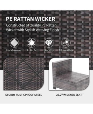 7-Piece Outdoor Patio Furniture Set, All-Weather Polyethylene Rattan Sectional Sofa, Stylish Woven Design, Garden, Porch, Poolside