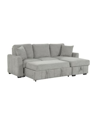 90" L-Shaped Sleeper Sofa w/ Storage Chaise & Cup Holders