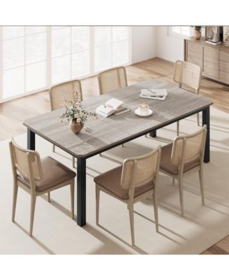79" Large Dining Table for 6–8 People, 0.6" Thick Wooden Top Sturdy Metal Legs , Family-Safe Rounded Corners