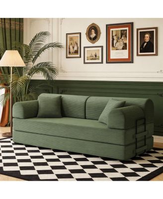 Convertible Sleeper Sofa Bed with Pillow, Corduroy Folding Mattress Couch