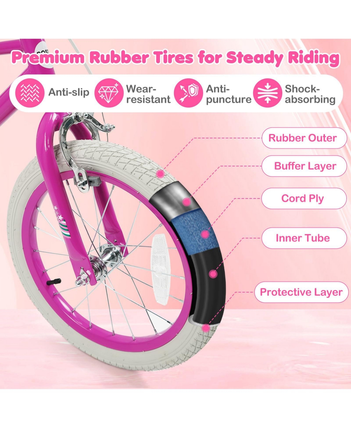 Mecale Inch Kids Bike for Aged 3-8 Years Old with Adjustable Handlebar - Starlight Wave