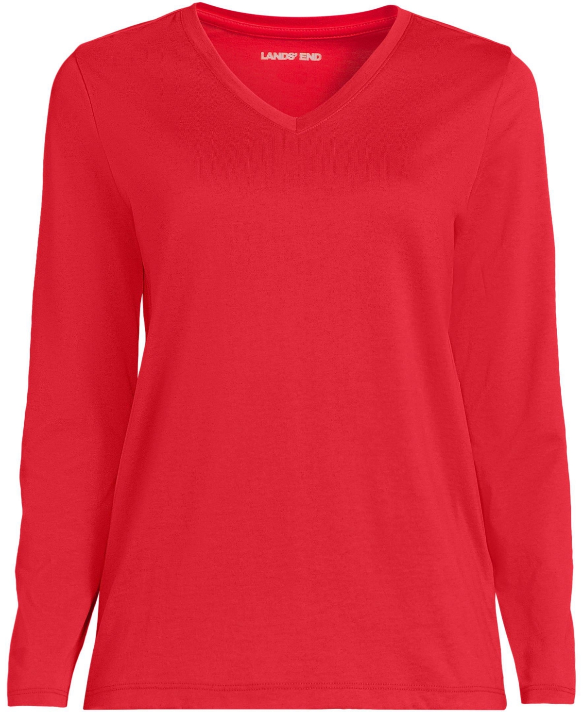 Lands' End Women's Relaxed Supima Cotton Long Sleeve V-Neck T-Shirt