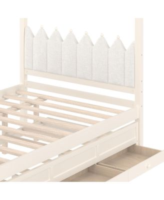  Princess Canopy Bed Frame, Twin Trundle, 3 Drawers
