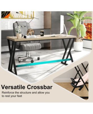 59" Computer Desk with Heavy-Duty Metal Frame and Crossbar Support, Workstation