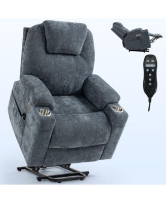 Power Lift Recliner Chair with 8-Point Massage & Heating 350 lbs Capacity USB/Type-C Ports and Cup Holders